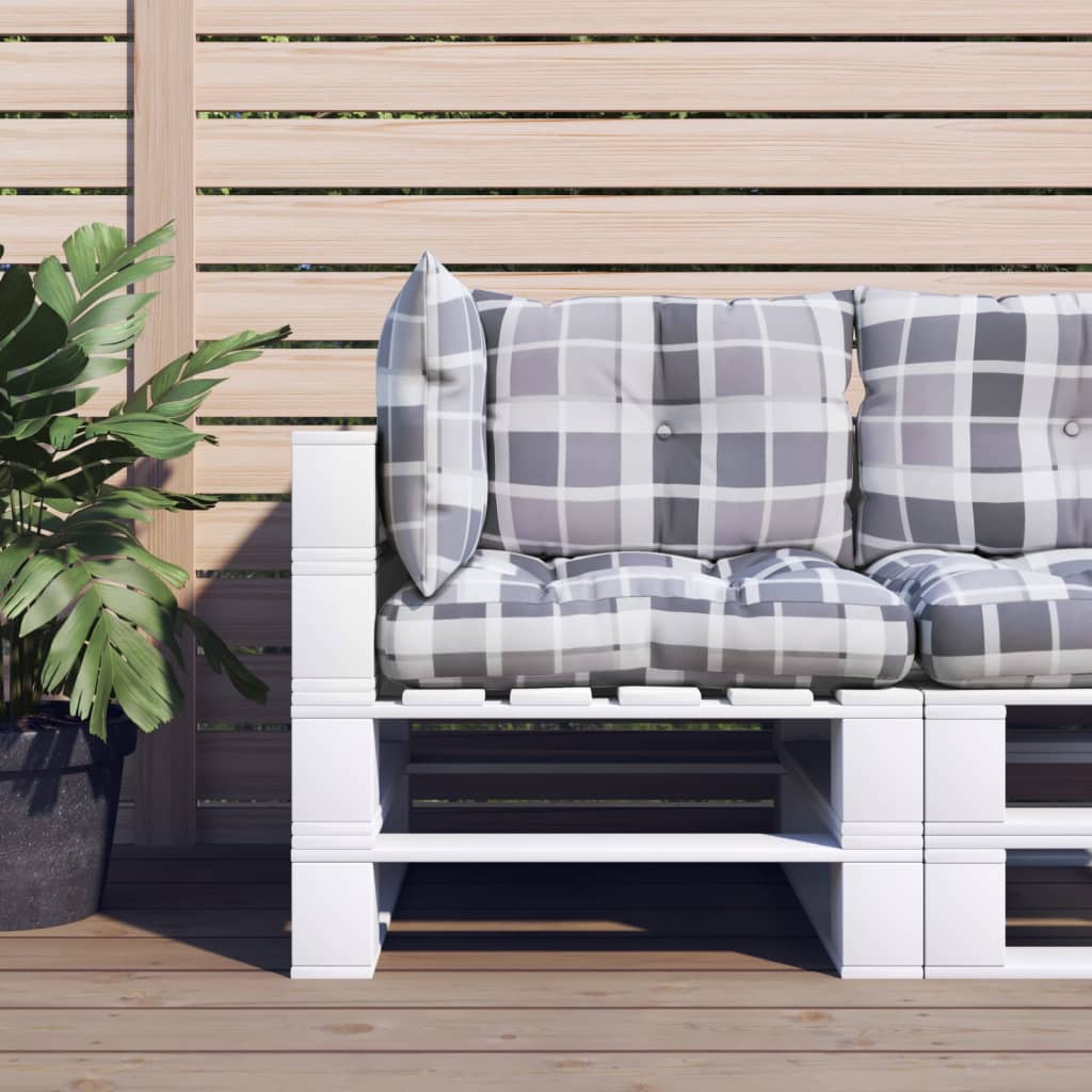 vidaXL Coussins de palette 3 pcs Gris Tissu à carreaux
