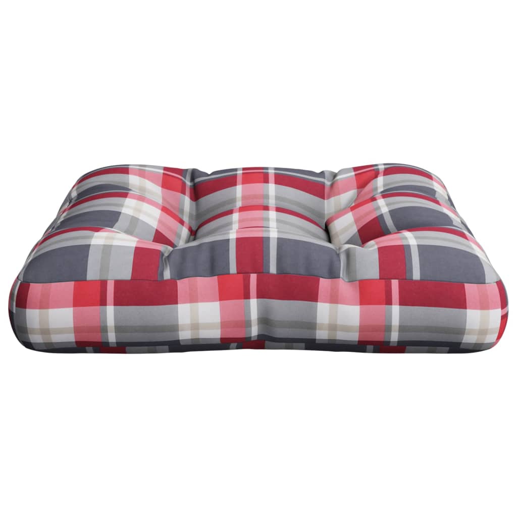 vidaXL Coussins de palette Rouge Motif à carreaux Tissu