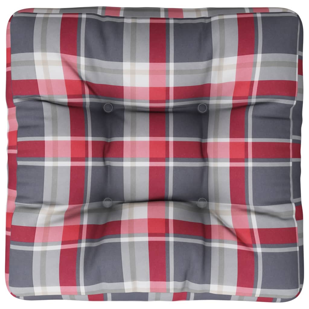 vidaXL Coussins de palette Rouge Motif à carreaux Tissu