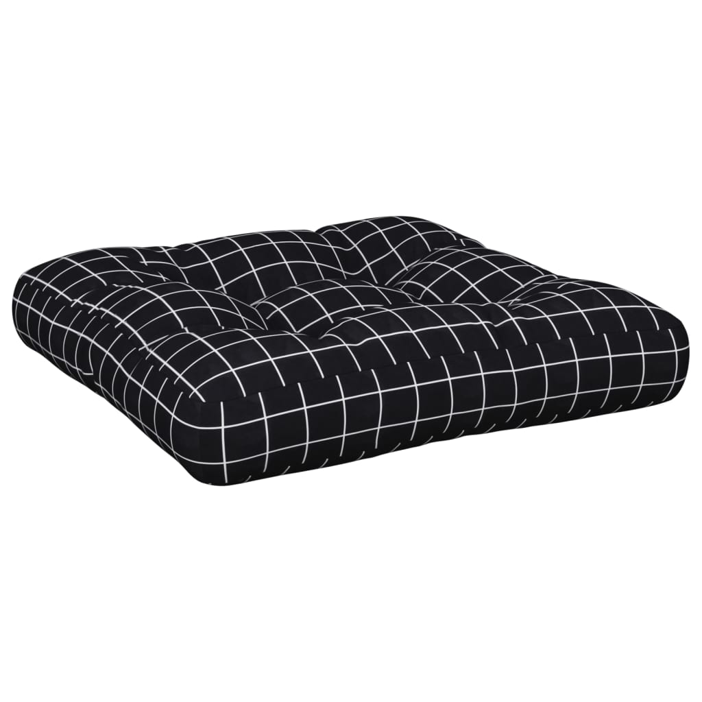 vidaXL Coussin de palette à carreaux noirs 60x61,5x10 cm en tissu Oxford