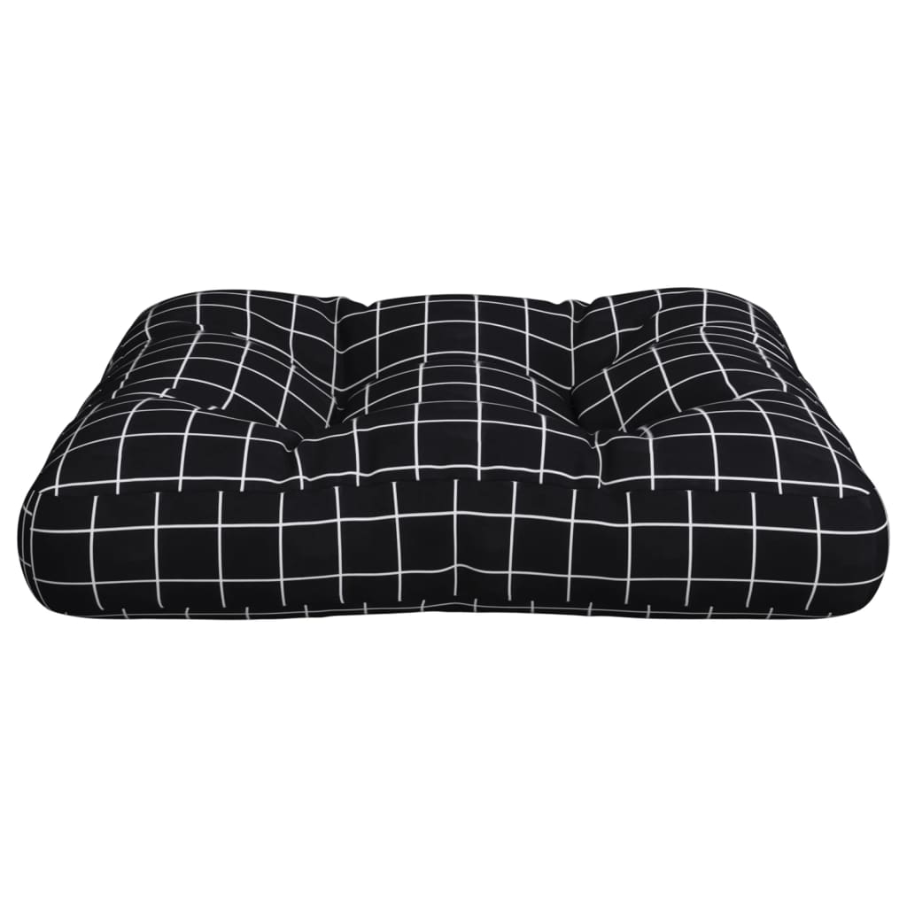 vidaXL Coussin de palette à carreaux noirs 60x61,5x10 cm en tissu Oxford