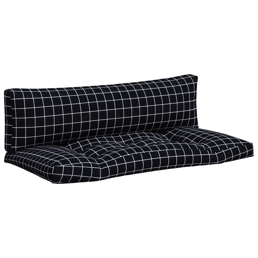 vidaXL Coussins de palette 2 pcs Noir à carreaux Tissu Oxford