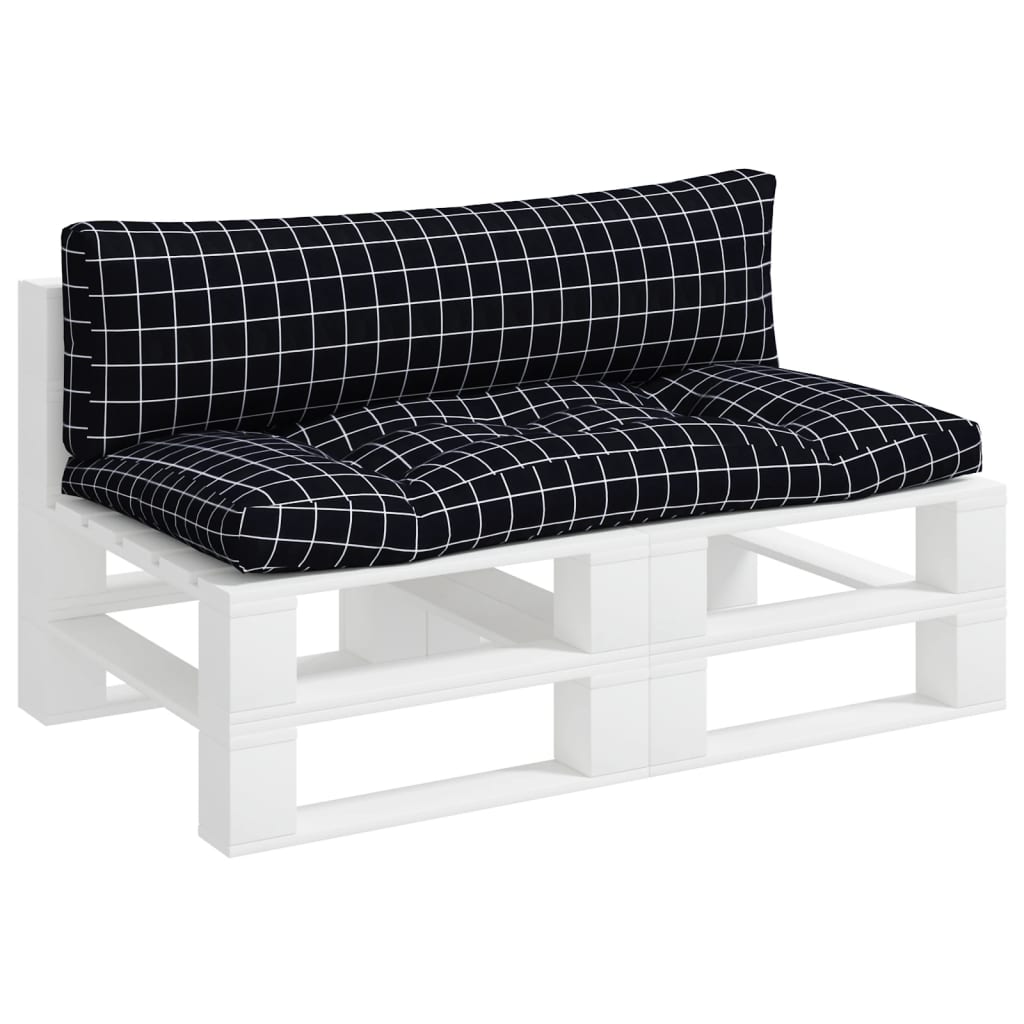 vidaXL Coussins de palette 2 pcs Noir à carreaux Tissu Oxford