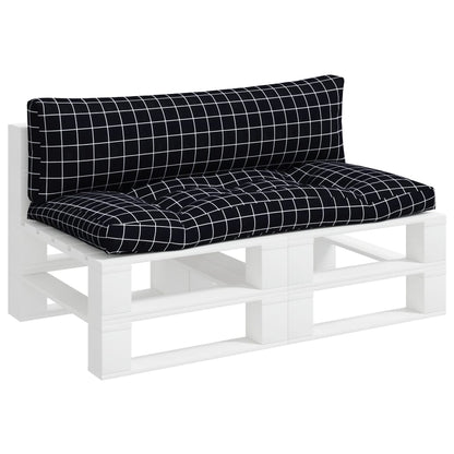 vidaXL Coussins de palette 2 pcs Noir à carreaux Tissu Oxford