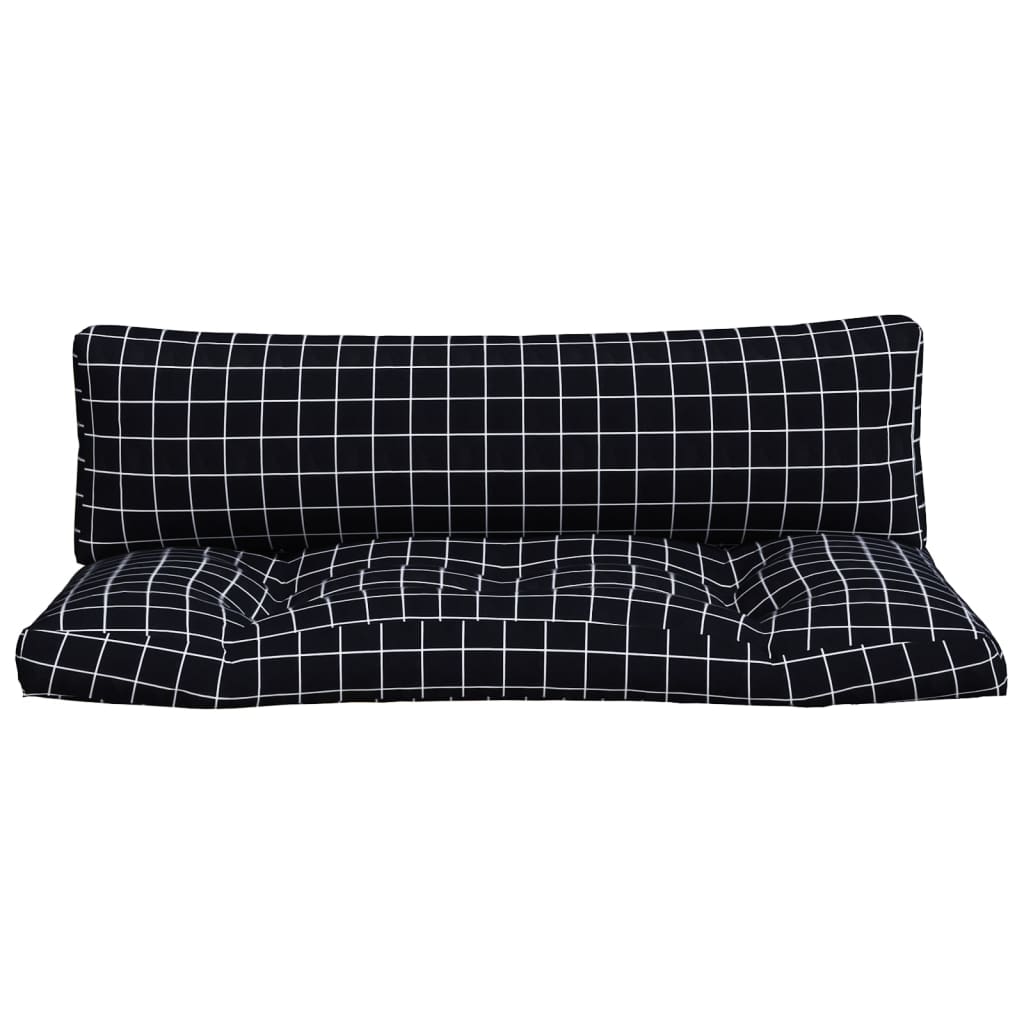 vidaXL Coussins de palette 2 pcs Noir à carreaux Tissu Oxford