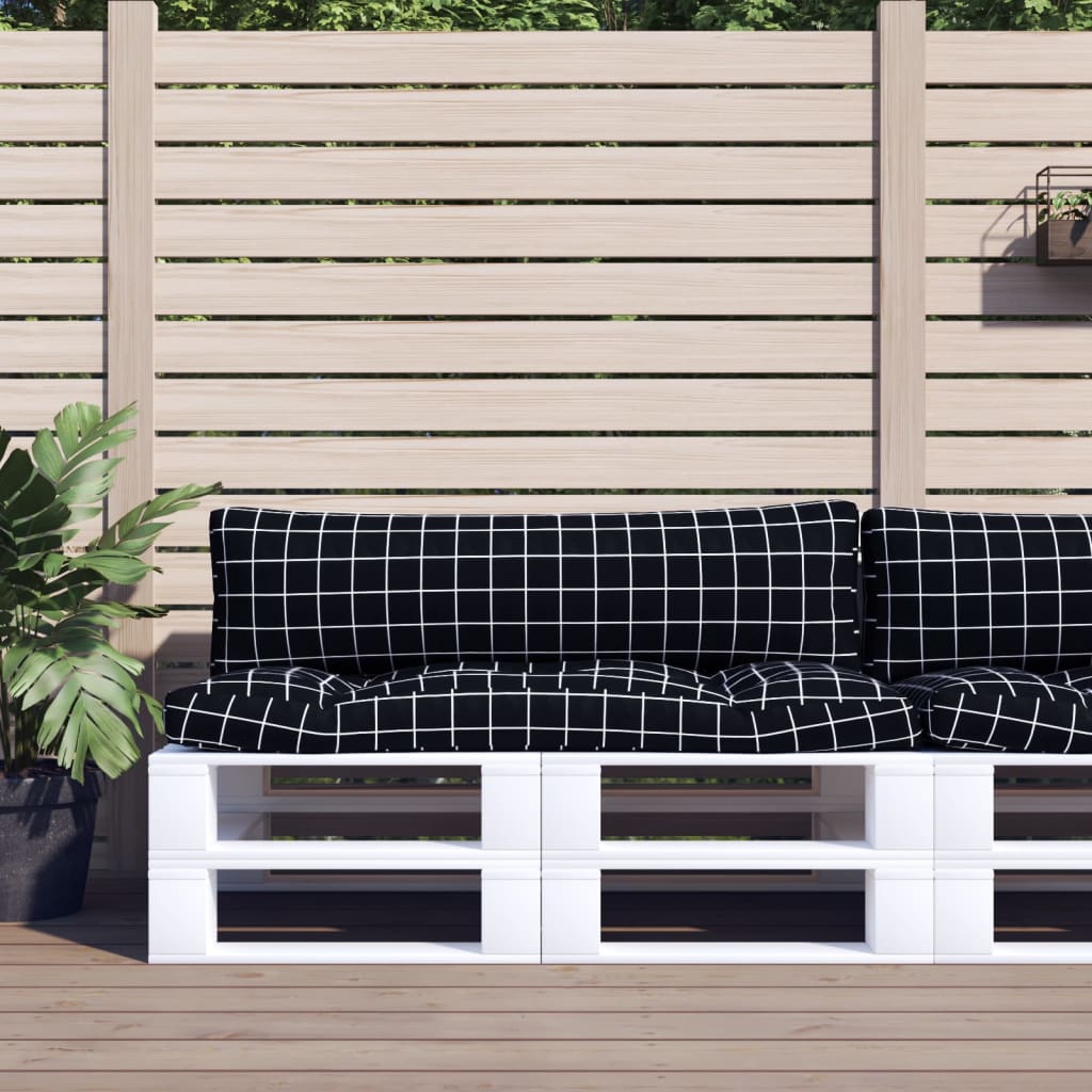 vidaXL Coussins de palette 2 pcs Noir à carreaux Tissu Oxford