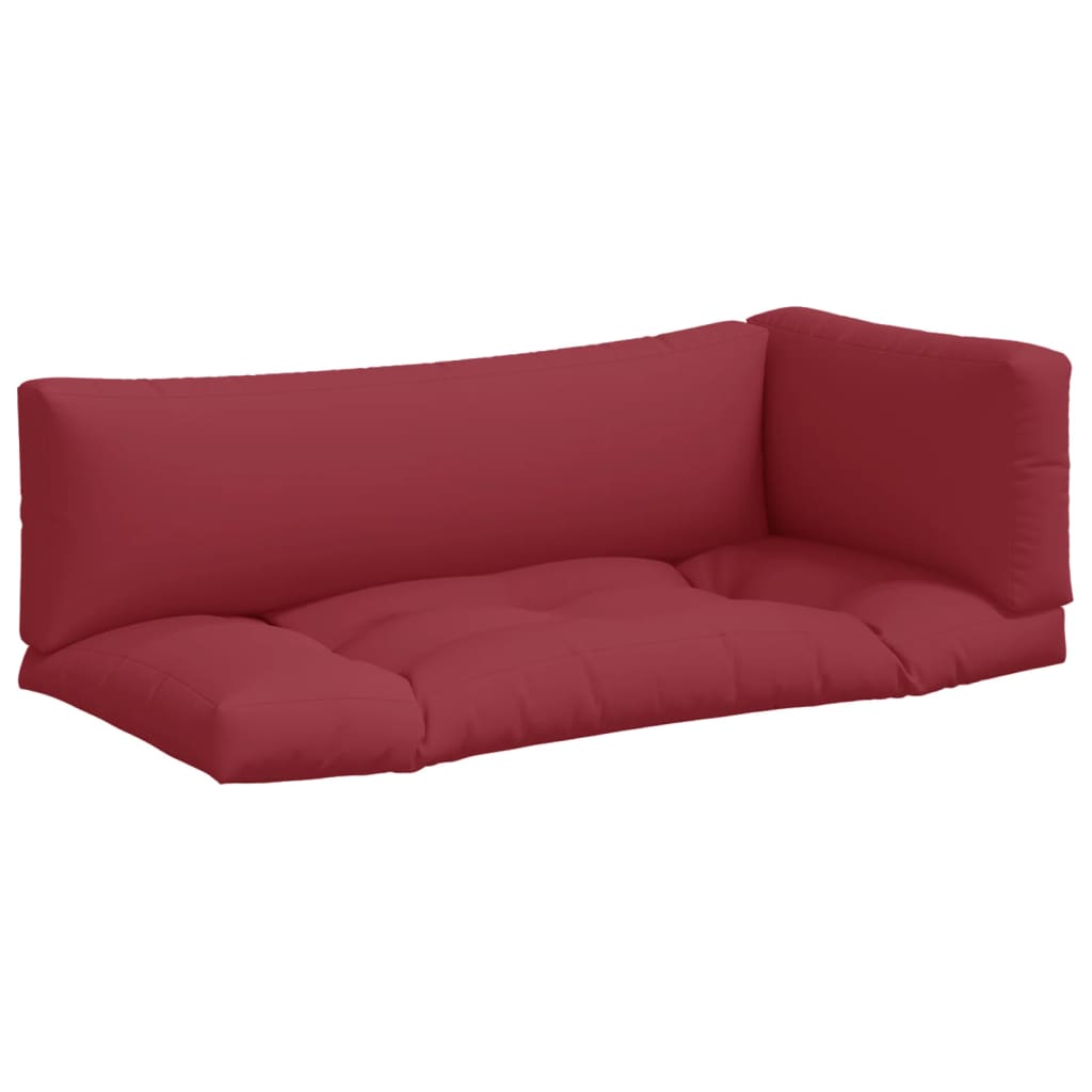 vidaXL Coussins de palette 3 pcs Rouge bordeaux Tissu