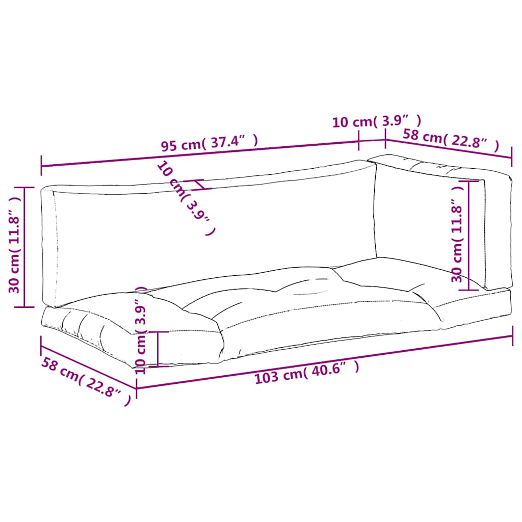 vidaXL Coussins de palette 3 pcs. Vert clair Tissu