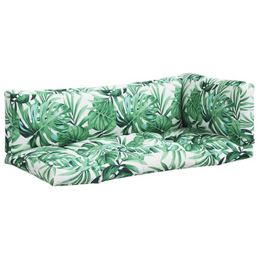vidaXL Coussins de palette 3 pcs Motif à feuilles Tissu