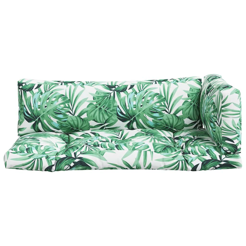 vidaXL Coussins de palette 3 pcs Motif à feuilles Tissu