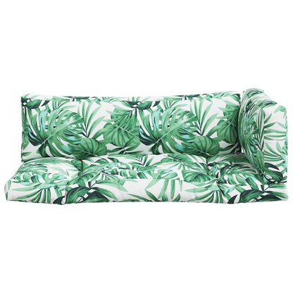 vidaXL Coussins de palette 3 pcs Motif à feuilles Tissu