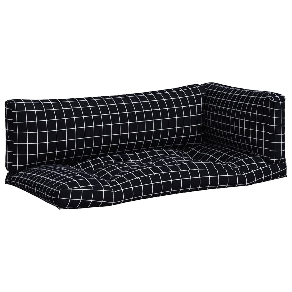 vidaXL Palettenkissen 3 Stk. Schwarz Karomuster Oxford-Gewebe