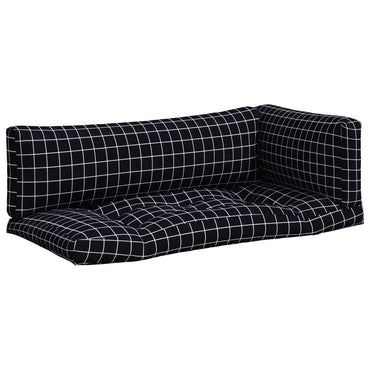 vidaXL Palettenkissen 3 Stk. Schwarz Karomuster Oxford-Gewebe