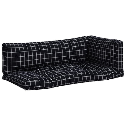 vidaXL Palettenkissen 3 Stk. Schwarz Karomuster Oxford-Gewebe