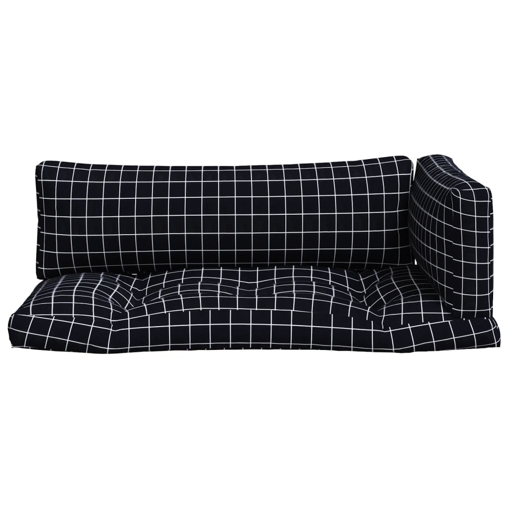 vidaXL Palettenkissen 3 Stk. Schwarz Karomuster Oxford-Gewebe