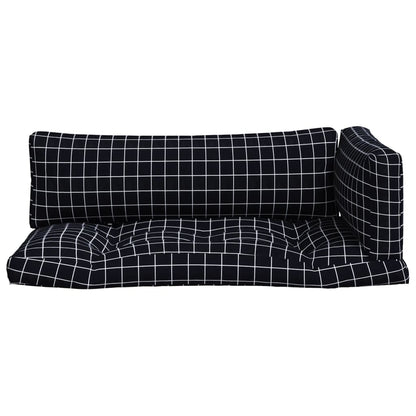 vidaXL Palettenkissen 3 Stk. Schwarz Karomuster Oxford-Gewebe