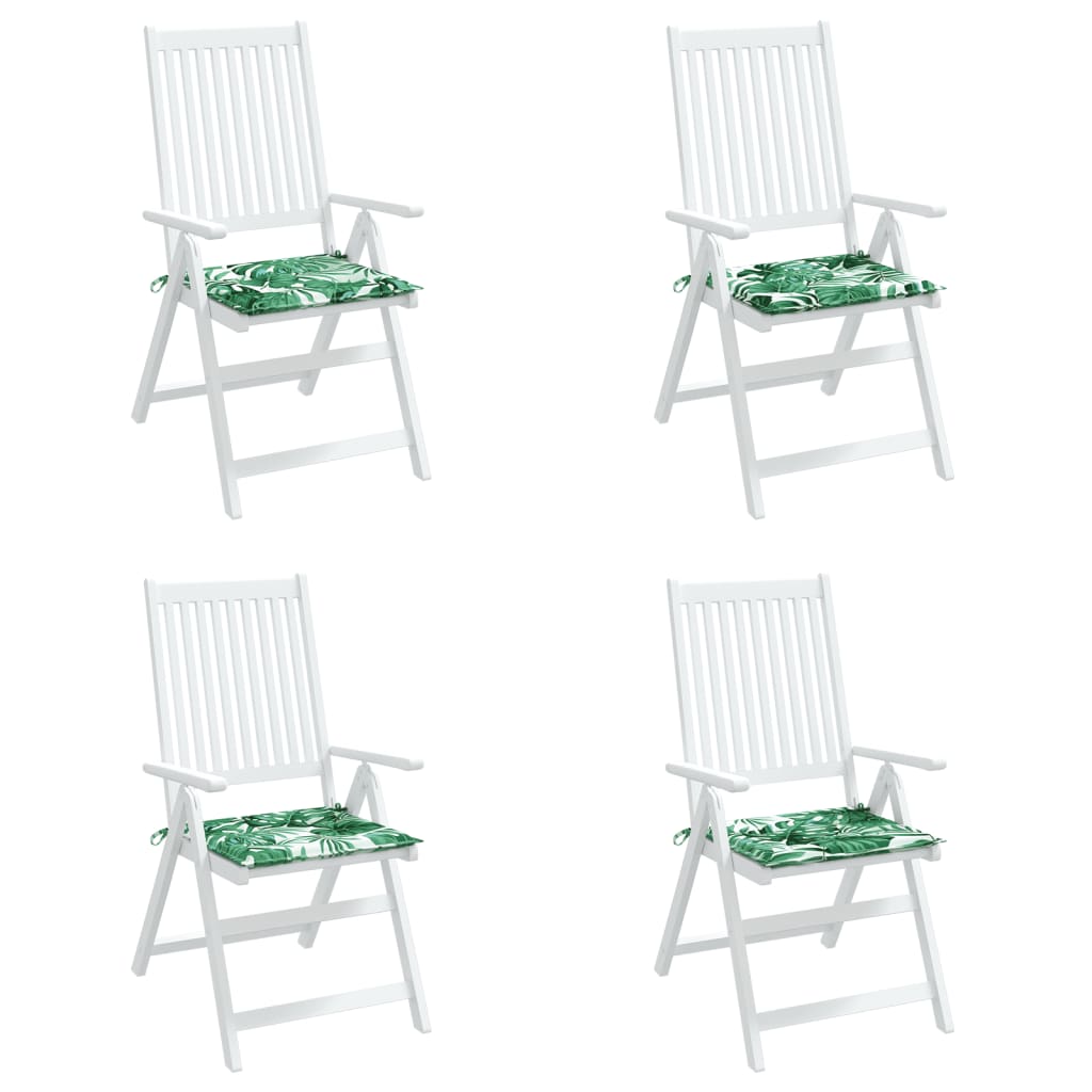 vidaXL Coussins de chaise 4 pcs Motif feuilles 40x40x4 cm Tissu