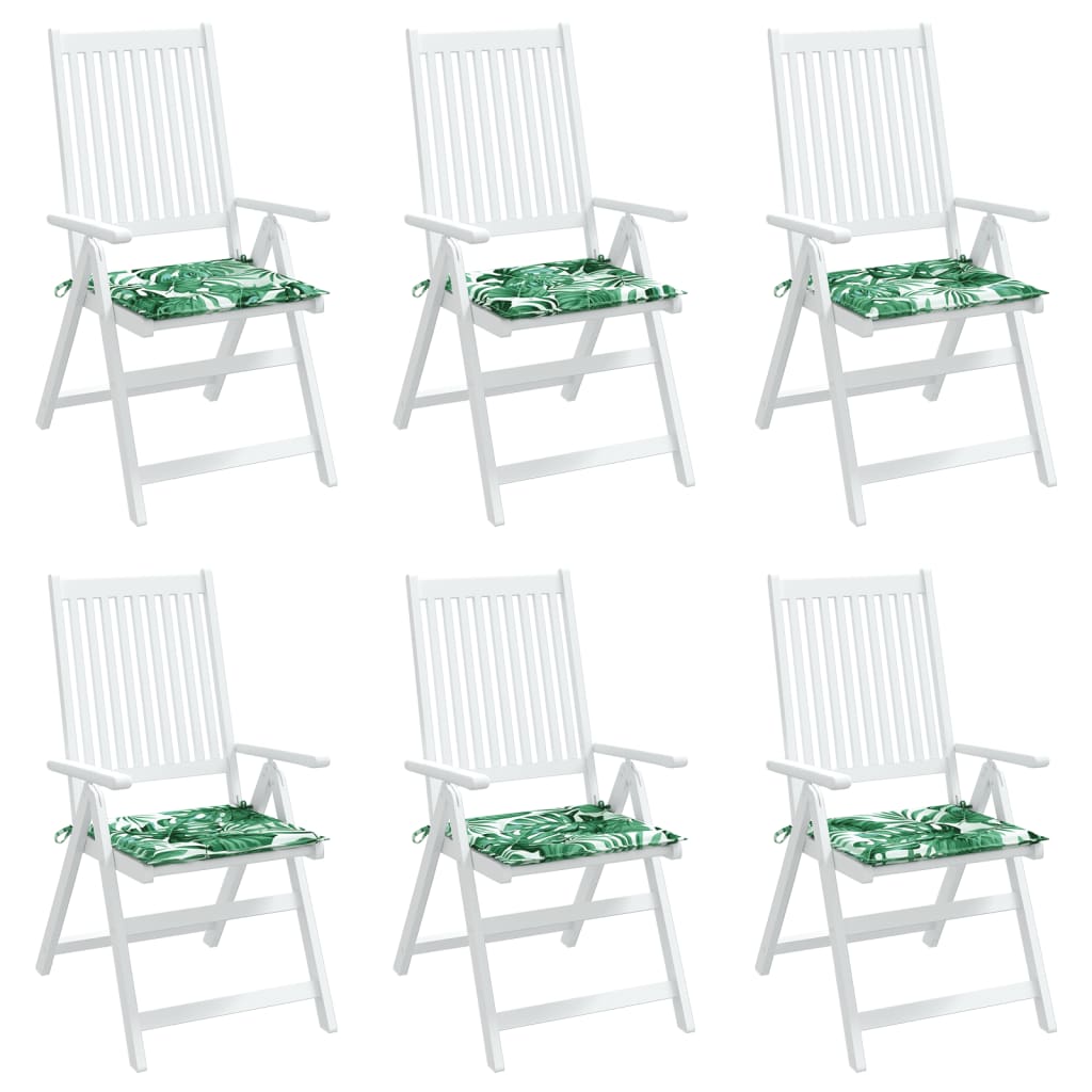 vidaXL Coussins de chaise 6 pcs Motif de feuilles 40x40x4 cm Tissu