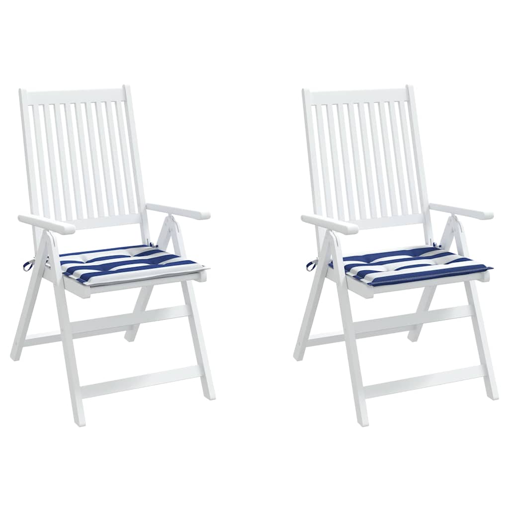 vidaXL Gartenstuhl-Kissen 2 Stk. Blau & Weiß Gestreift 40x40x4cm Stoff
