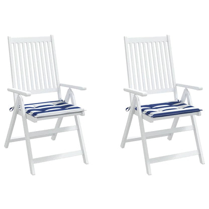 vidaXL Gartenstuhl-Kissen 2 Stk. Blau & Weiß Gestreift 40x40x4cm Stoff
