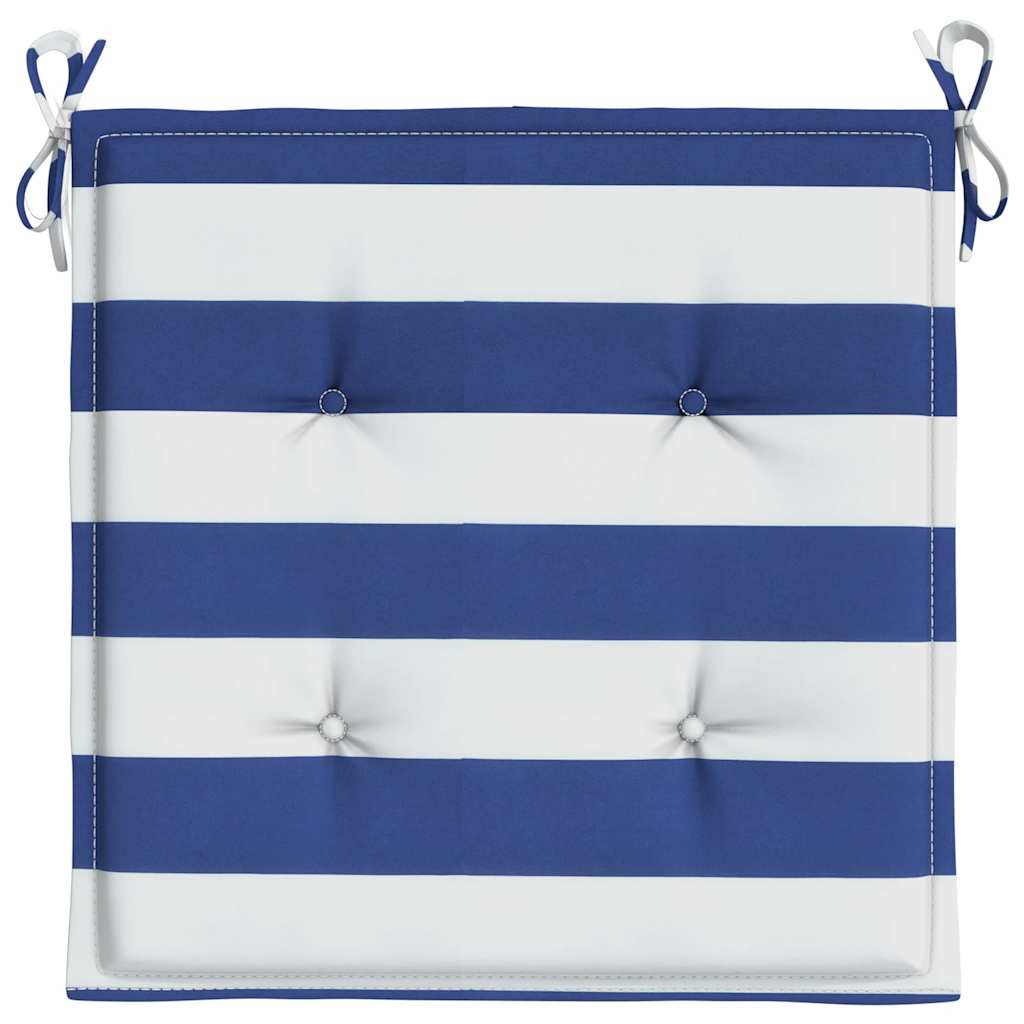 vidaXL Gartenstuhl-Kissen 2 Stk. Blau & Weiß Gestreift 40x40x4cm Stoff