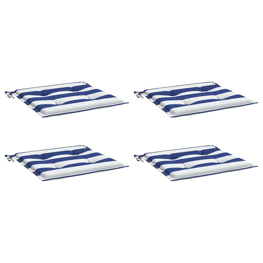 vidaXL Coussins de chaise de jardin 4 pcs Rayé bleu et blanc 40x40x4 cm Tissu