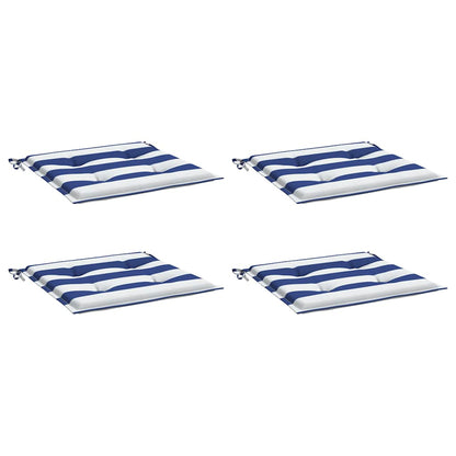 vidaXL Coussins de chaise de jardin 4 pcs Rayé bleu et blanc 40x40x4 cm Tissu