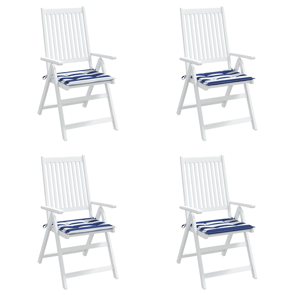 vidaXL Coussins de chaise de jardin 4 pcs Rayé bleu et blanc 40x40x4 cm Tissu
