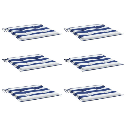 vidaXL Gartenstuhl-Kissen 6 Stk. Blau & Weiß Gestreift 40x40x4cm Stoff