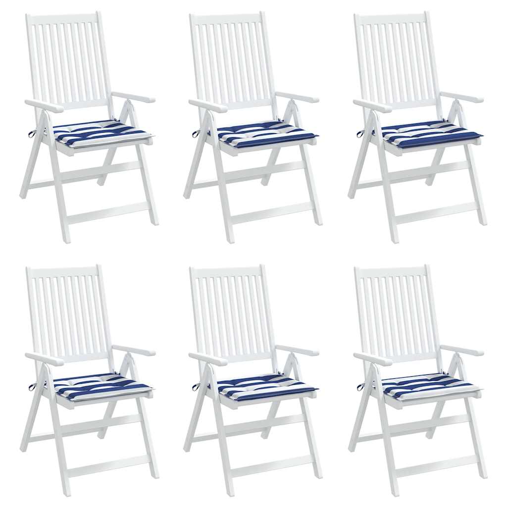vidaXL Gartenstuhl-Kissen 6 Stk. Blau & Weiß Gestreift 40x40x4cm Stoff