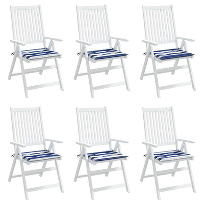 vidaXL Gartenstuhl-Kissen 6 Stk. Blau & Weiß Gestreift 40x40x4cm Stoff