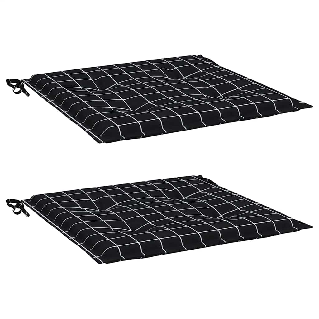vidaXL Gartenstuhl-Kissen 2 Stk. Schwarz Karomuster 40x40x3 cm Stoff