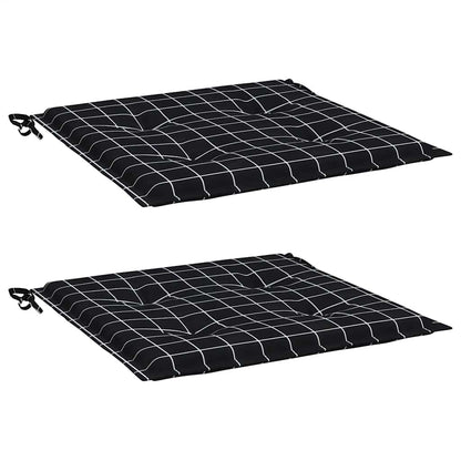 vidaXL Gartenstuhl-Kissen 2 Stk. Schwarz Karomuster 40x40x3 cm Stoff