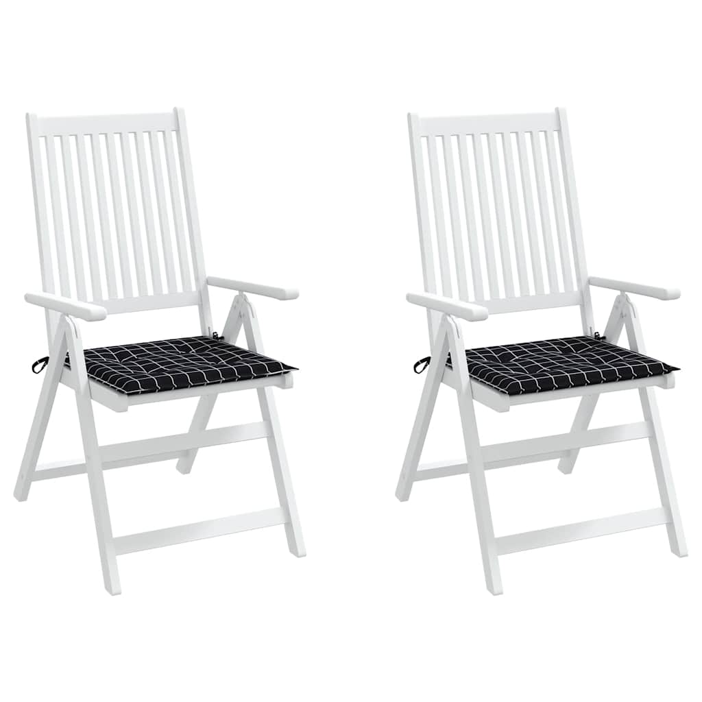 vidaXL Gartenstuhl-Kissen 2 Stk. Schwarz Karomuster 40x40x3 cm Stoff