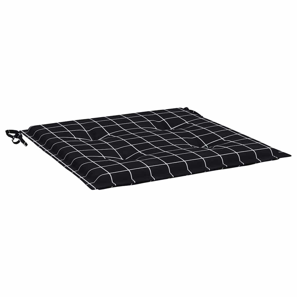 vidaXL Gartenstuhl-Kissen 2 Stk. Schwarz Karomuster 40x40x3 cm Stoff