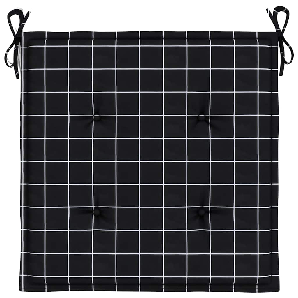 vidaXL Gartenstuhl-Kissen 2 Stk. Schwarz Karomuster 40x40x3 cm Stoff