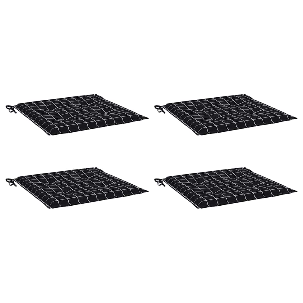 vidaXL Coussins de chaise de jardin 4 pcs Noir à carreaux 40x40x3 cm Tissu