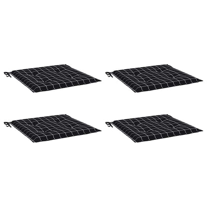 vidaXL Coussins de chaise de jardin 4 pcs Noir à carreaux 40x40x3 cm Tissu