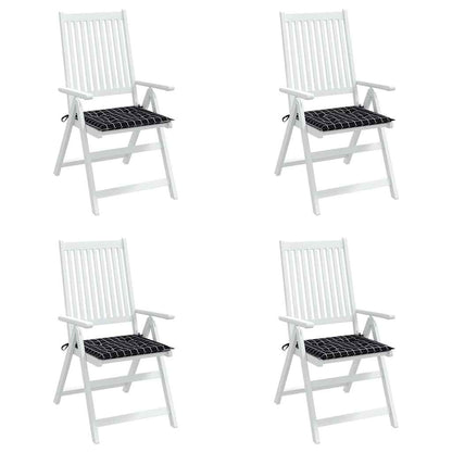 vidaXL Coussins de chaise de jardin 4 pcs Noir à carreaux 40x40x3 cm Tissu
