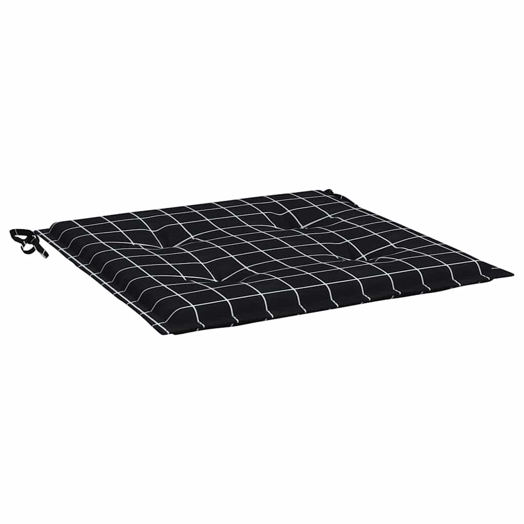 vidaXL Coussins de chaise de jardin 4 pcs Noir à carreaux 40x40x3 cm Tissu