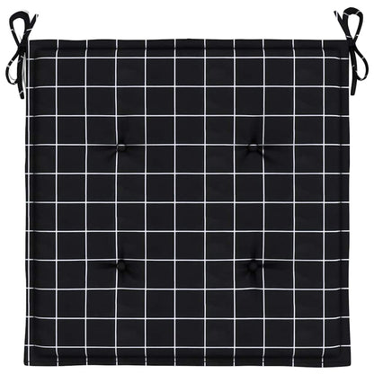 vidaXL Coussins de chaise de jardin 4 pcs Noir à carreaux 40x40x3 cm Tissu