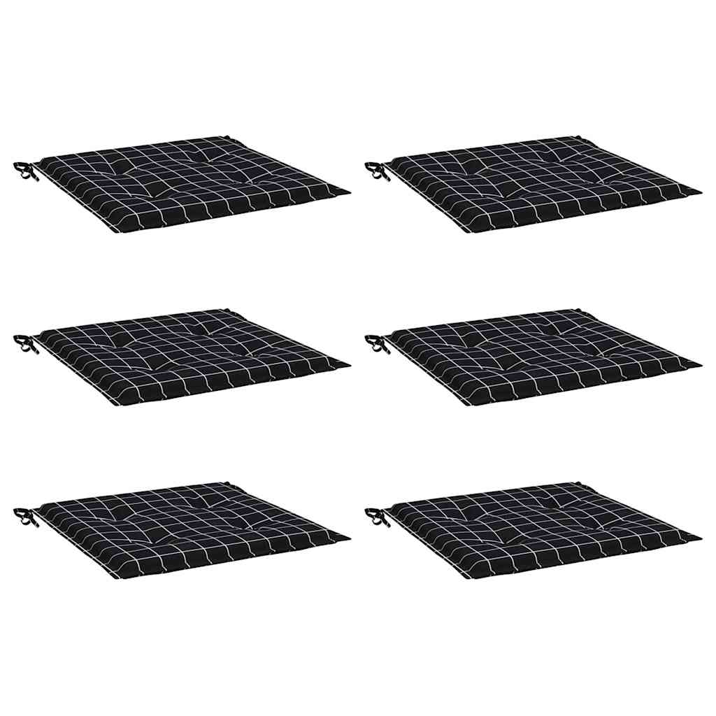 vidaXL Gartenstuhl-Kissen 6 Stk. Schwarz Karomuster 40x40x3 cm Stoff