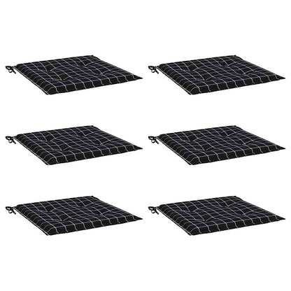 vidaXL Gartenstuhl-Kissen 6 Stk. Schwarz Karomuster 40x40x3 cm Stoff