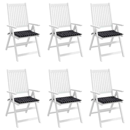 vidaXL Gartenstuhl-Kissen 6 Stk. Schwarz Karomuster 40x40x3 cm Stoff