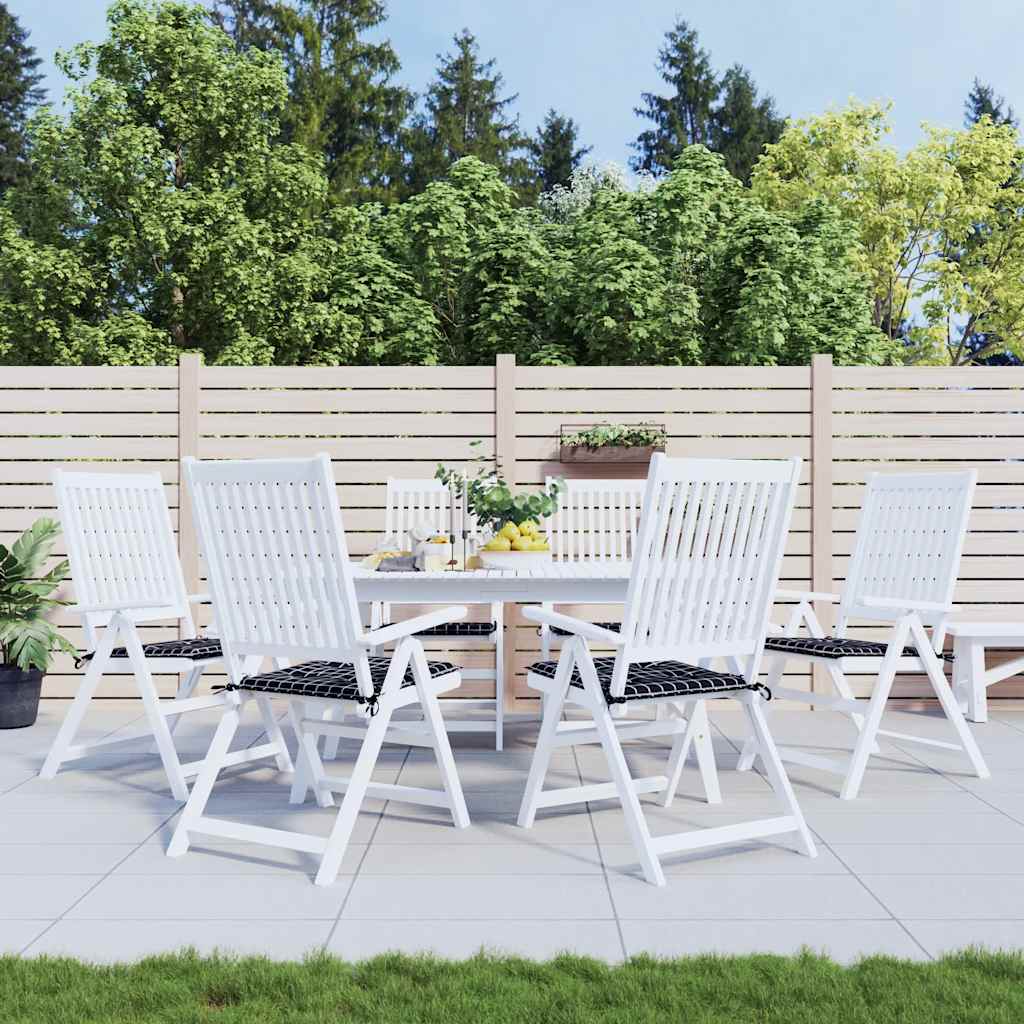 vidaXL Gartenstuhl-Kissen 6 Stk. Schwarz Karomuster 40x40x3 cm Stoff