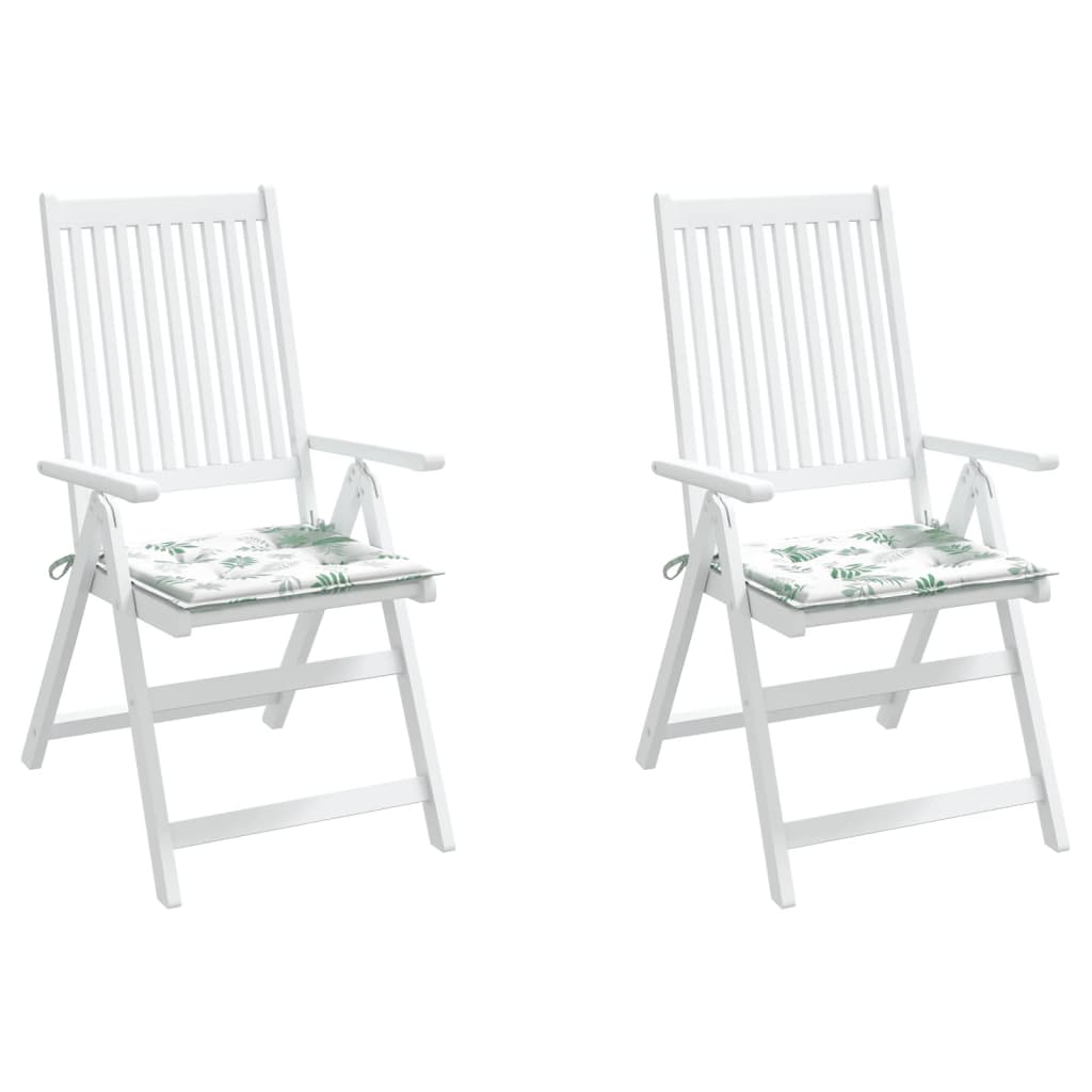 vidaXL Coussins de chaise 2 pcs Motif feuille 40x40x3 cm Tissu