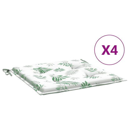 vidaXL Coussins de chaise 4 pcs Motif feuille 40x40x3 cm Tissu