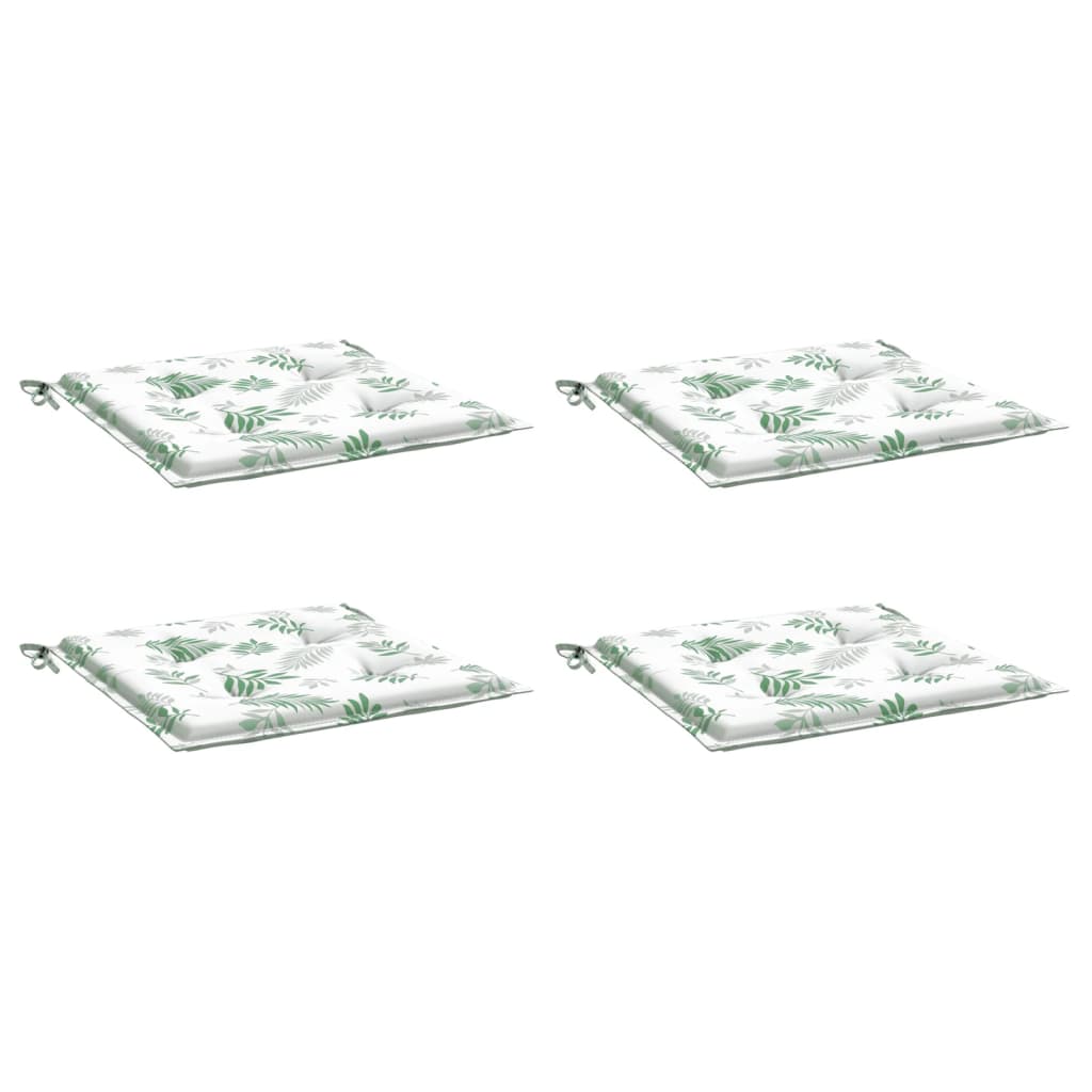 vidaXL Coussins de chaise 4 pcs Motif feuille 40x40x3 cm Tissu