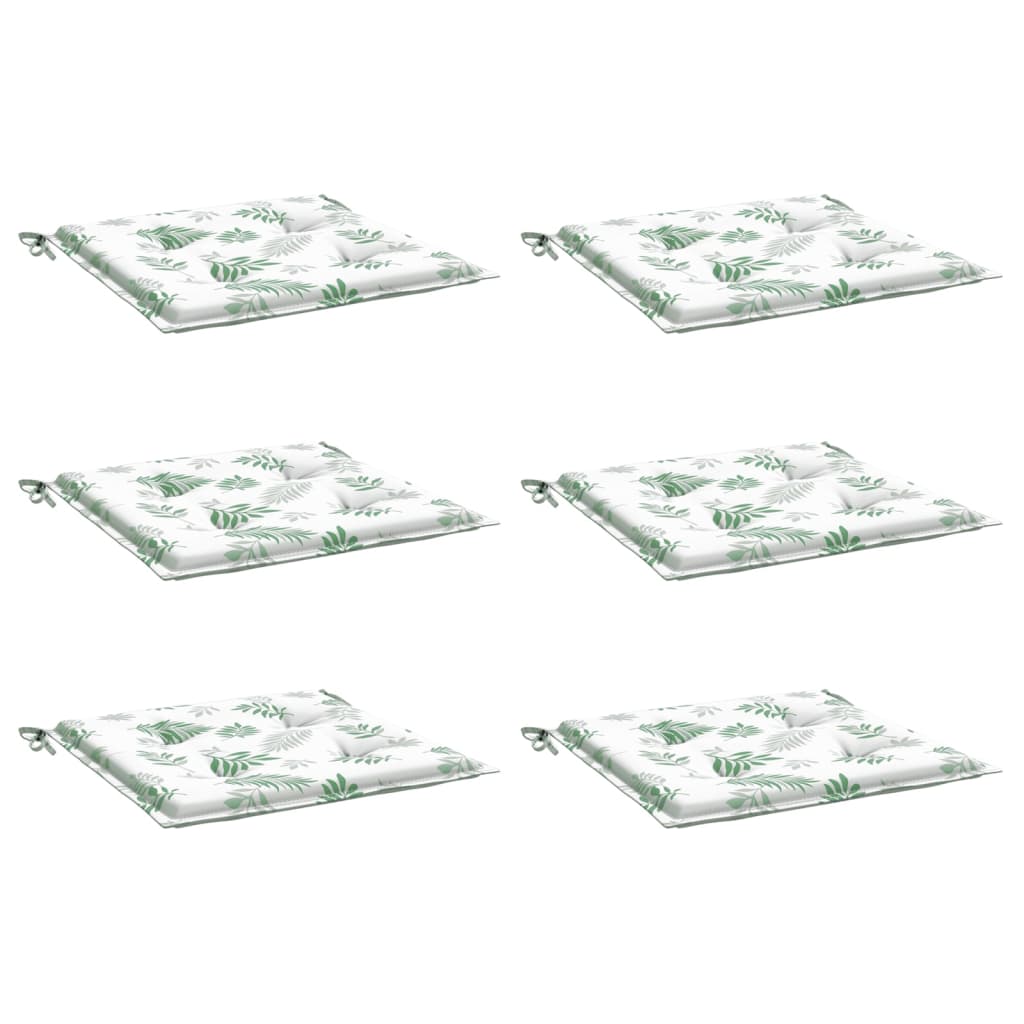 vidaXL Stuhlkissen 6 Stk. Blattmuster 40x40x3 cm Stoff