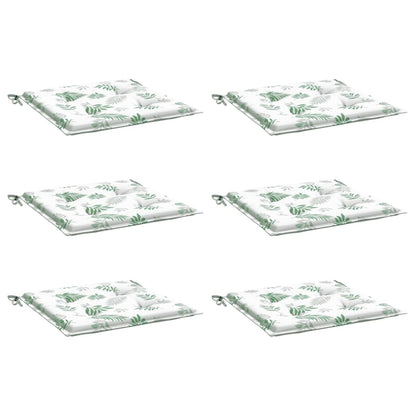 vidaXL Stuhlkissen 6 Stk. Blattmuster 40x40x3 cm Stoff